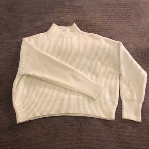 Cream mock turtleneck midi sweater / jumper